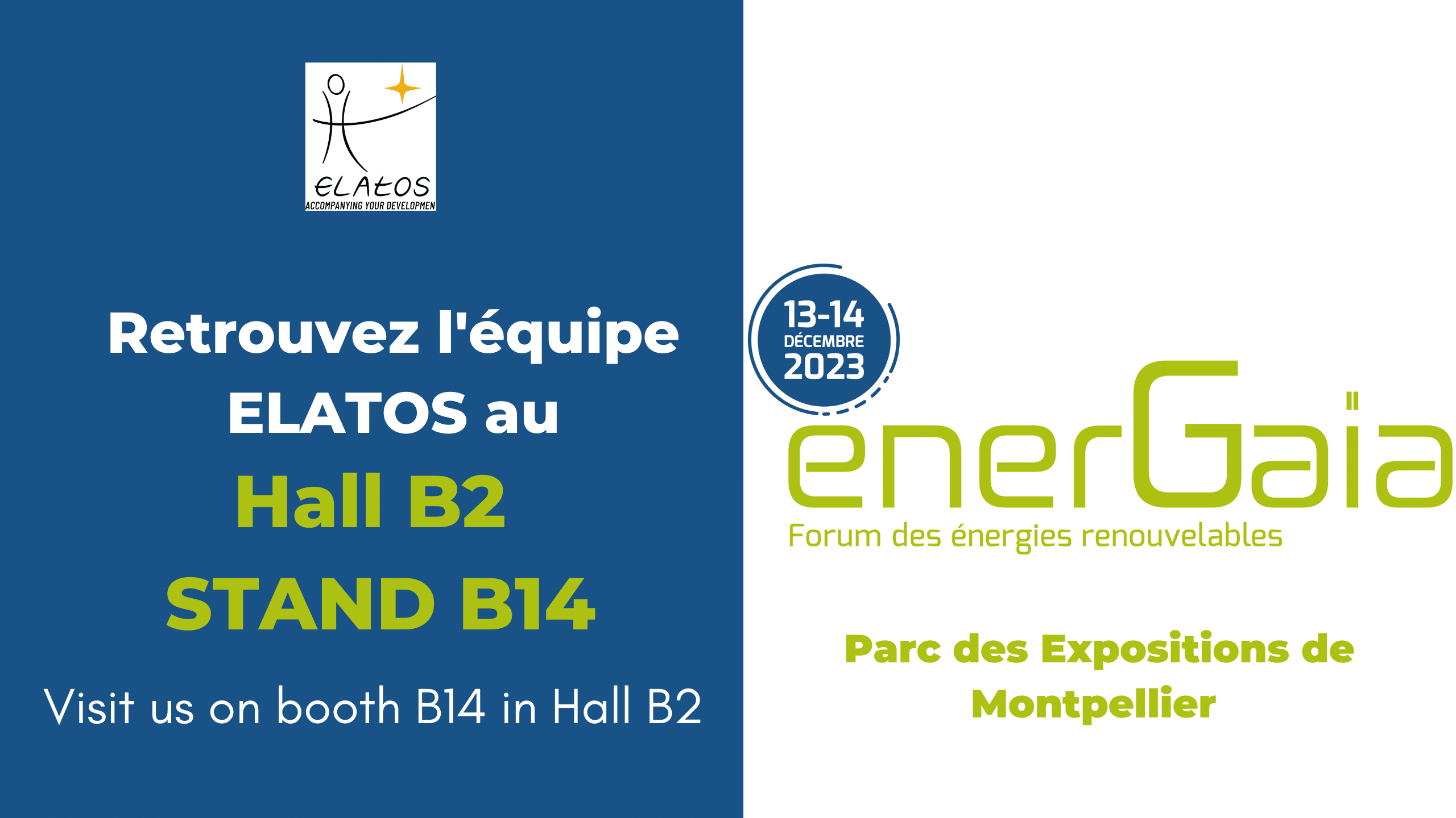 Visuels pour annoncer la participation d'Elatos à Energaïa